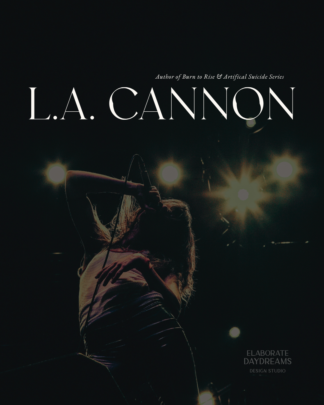 Concert photo of a woman gripping a mic with stage lights flaring behind her. L.A. Cannon logo and series title appear in serif type.